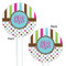 Stripes & Dots White Plastic 5.5" Stir Stick - Double Sided - Round - Front & Back