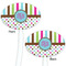 Stripes & Dots White Plastic 7" Stir Stick - Double Sided - Oval - Front & Back