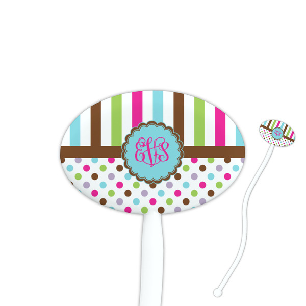 Custom Stripes & Dots Oval Plastic Stir Sticks (Personalized)