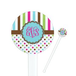 Stripes & Dots Round Plastic Stir Sticks (Personalized)