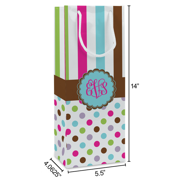 Stripes & Dots Wine Gift Bag - Dimensions