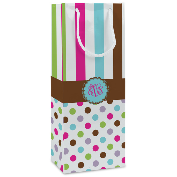 Custom Stripes & Dots Wine Gift Bags (Personalized)