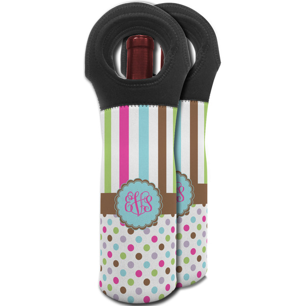 Stripes & Dots Wine Tote Bag - MAIN