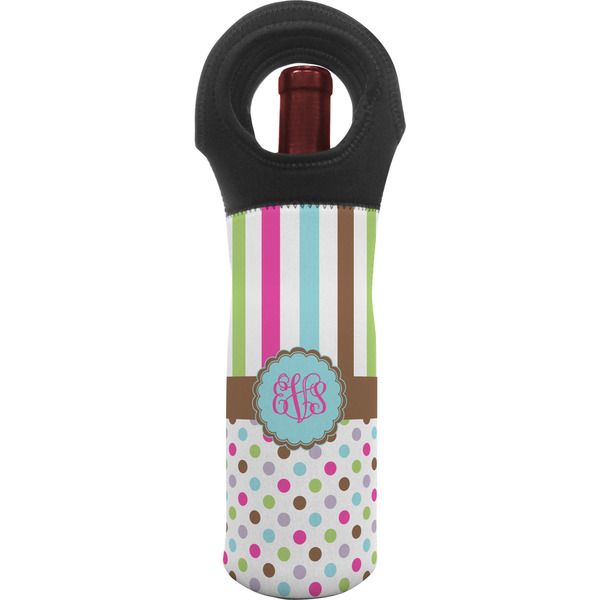 Custom Stripes & Dots Wine Tote Bag (Personalized)