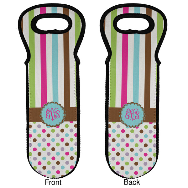 Stripes & Dots Wine Tote Front & Back