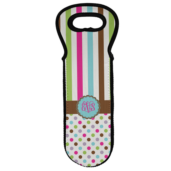 Custom Stripes & Dots Wine Tote Bag (Personalized)