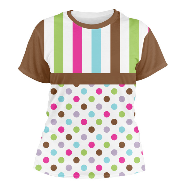 Custom Stripes & Dots Women's Crew T-Shirt - Large