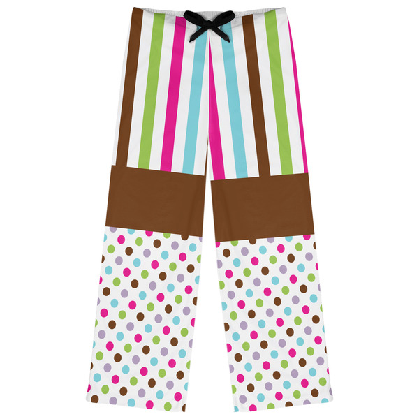 Custom Stripes & Dots Womens Pajama Pants - XS