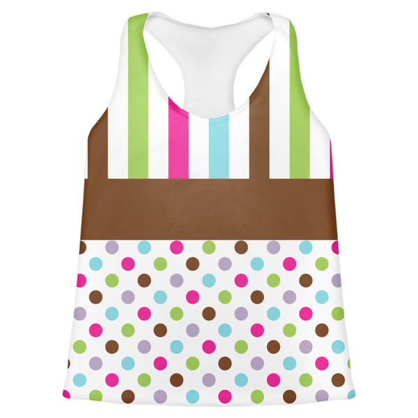 Custom Stripes & Dots Womens Racerback Tank Top - 2X Large