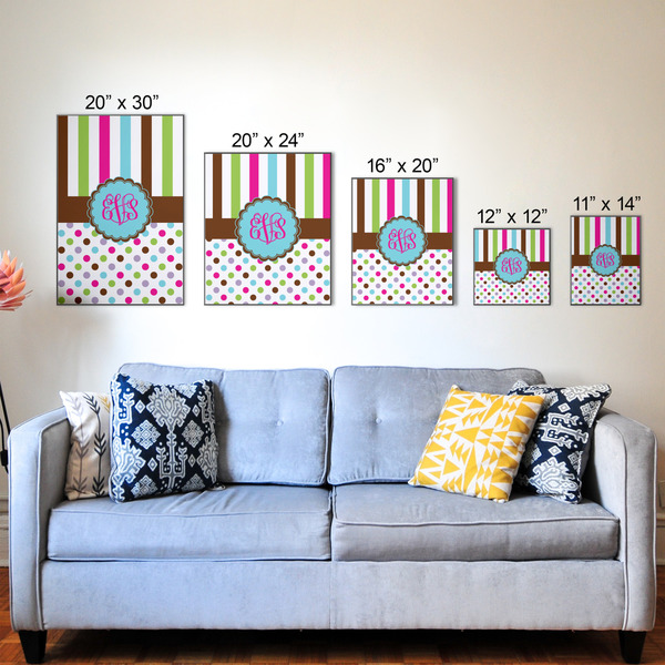 Stripes & Dots Wood Prints - Size Comparison