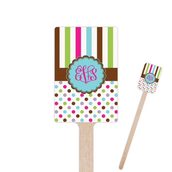 Custom Stripes & Dots 6.25" Rectangle Wooden Stir Sticks - Double Sided (Personalized)