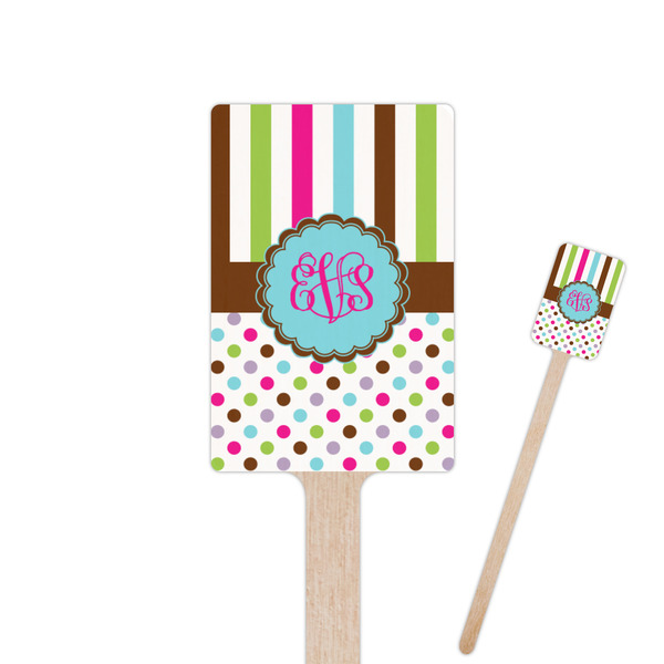 Custom Stripes & Dots Rectangle Wooden Stir Sticks (Personalized)