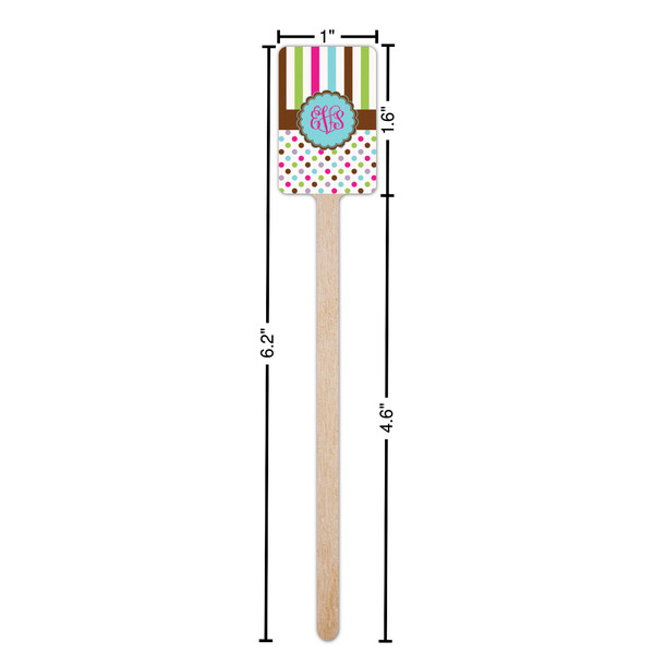 Stripes & Dots Wooden 6.25" Stir Stick - Rectangular - Dimensions