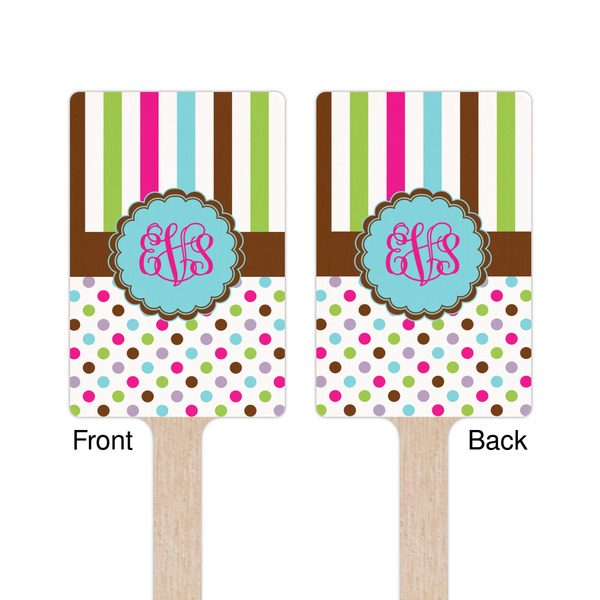 Stripes & Dots Wooden 6.25" Stir Stick - Rectangular - Double Sided - Front & Back