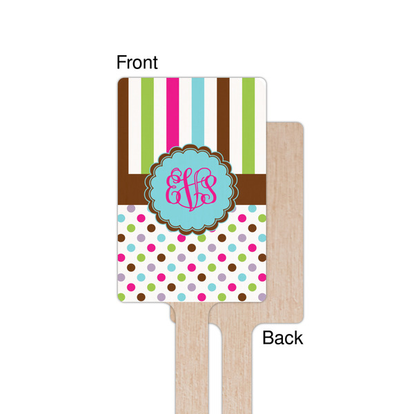 Stripes & Dots Wooden 6.25" Stir Stick - Rectangular - Single - Front & Back