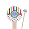Stripes & Dots 6" Round Wooden Food Picks - Single Sided (Personalized)