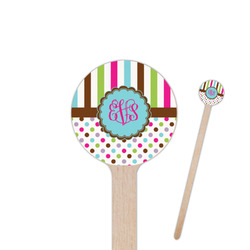 Stripes & Dots 6" Round Wooden Stir Sticks - Double Sided (Personalized)