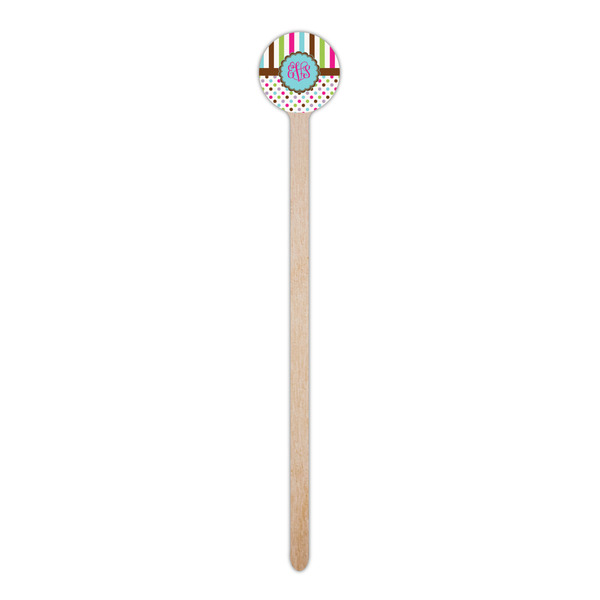 Stripes & Dots Wooden 6" Stir Stick - Round - Single Stick