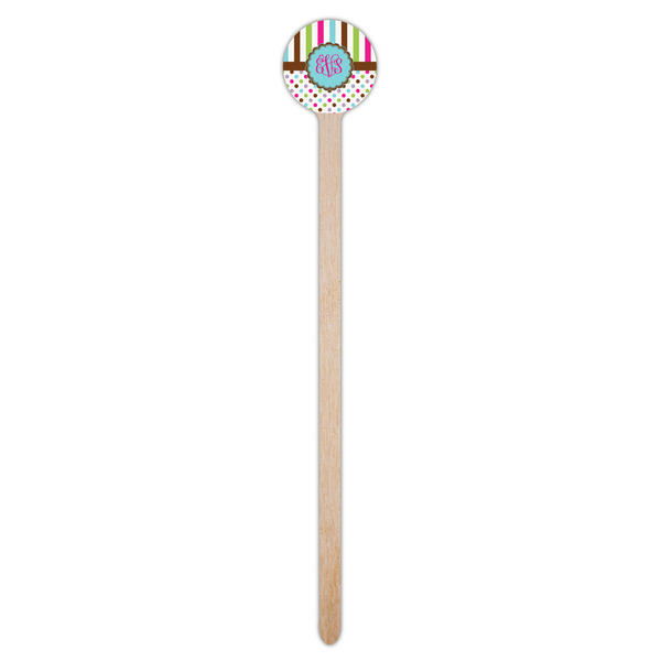 Stripes & Dots Wooden 7.5" Stir Stick - Round - Single Stick