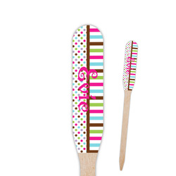 Stripes & Dots Paddle Wooden Food Picks - Double Sided (Personalized)