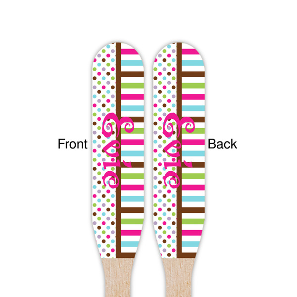 Stripes & Dots Wooden Food Pick - Paddle - Double Sided - Front & Back