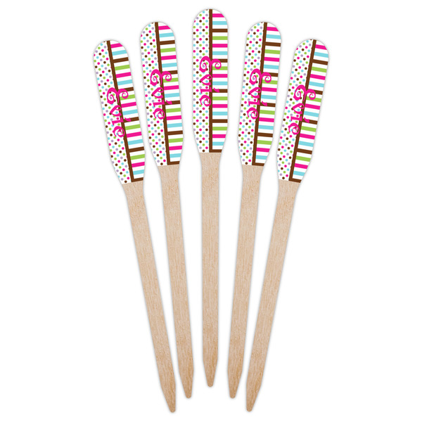 Stripes & Dots Wooden Food Pick - Paddle - Fan View
