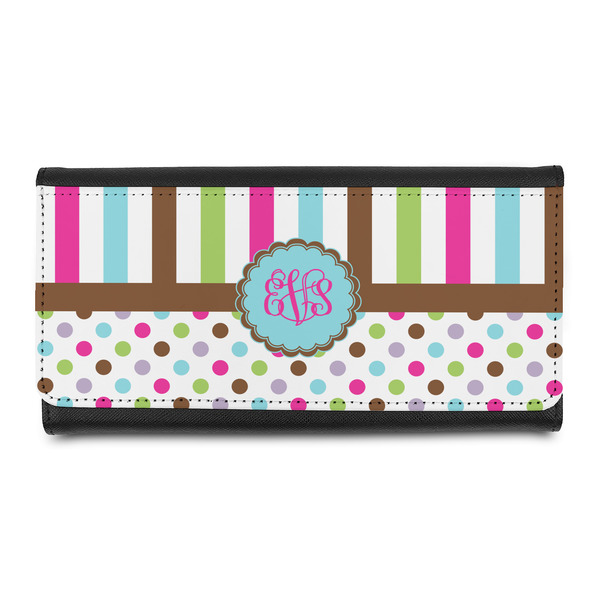 Custom Stripes & Dots Leatherette Ladies Wallet (Personalized)