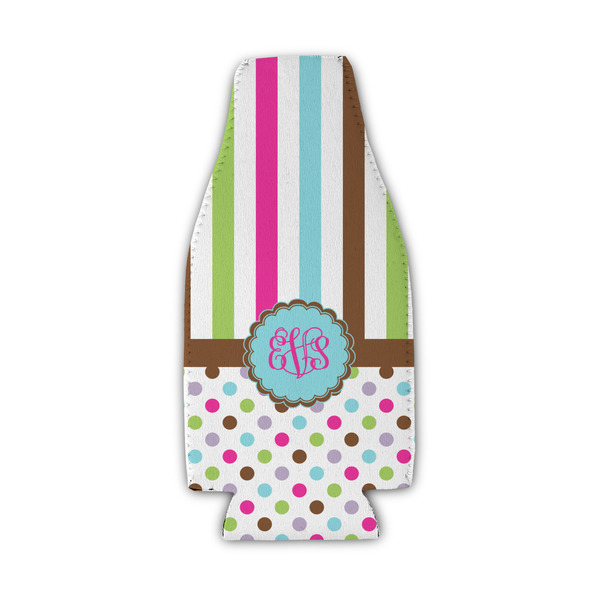 Custom Stripes & Dots Zipper Bottle Cooler (Personalized)
