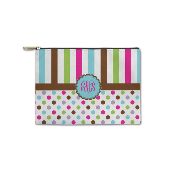 Custom Stripes & Dots Zipper Pouch - Small - 8.5"x6" (Personalized)