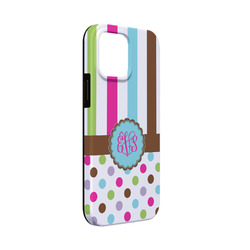 Stripes & Dots iPhone Case - Rubber Lined - iPhone 13 Mini (Personalized)