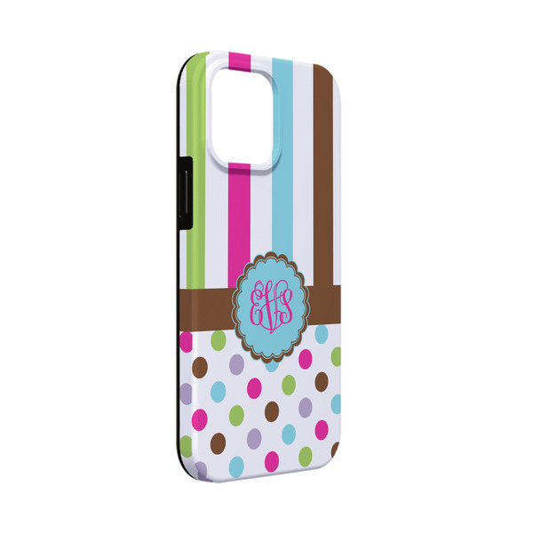 Custom Stripes & Dots iPhone Case - Rubber Lined - iPhone 13 Mini (Personalized)