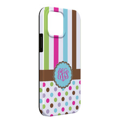 Stripes & Dots iPhone Case - Rubber Lined - iPhone 13 Pro Max (Personalized)