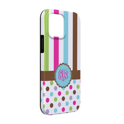 Stripes & Dots iPhone Case - Rubber Lined - iPhone 13 Pro (Personalized)