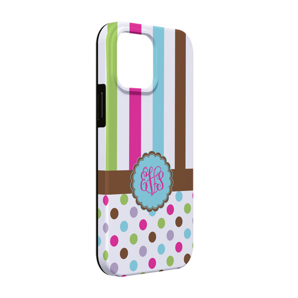 Custom Stripes & Dots iPhone Case - Rubber Lined - iPhone 13 Pro (Personalized)