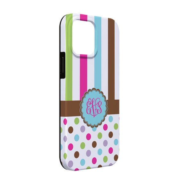 Custom Stripes & Dots iPhone Case - Rubber Lined - iPhone 13 (Personalized)