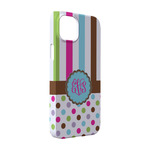 Stripes & Dots iPhone Case - Plastic - iPhone 14 (Personalized)