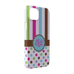 Stripes & Dots iPhone Case - Plastic - iPhone 14 (Personalized)