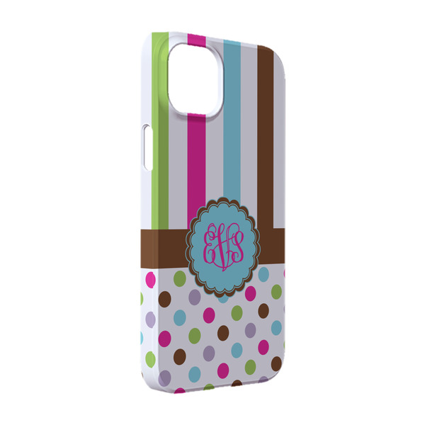 Custom Stripes & Dots iPhone Case - Plastic - iPhone 14 (Personalized)