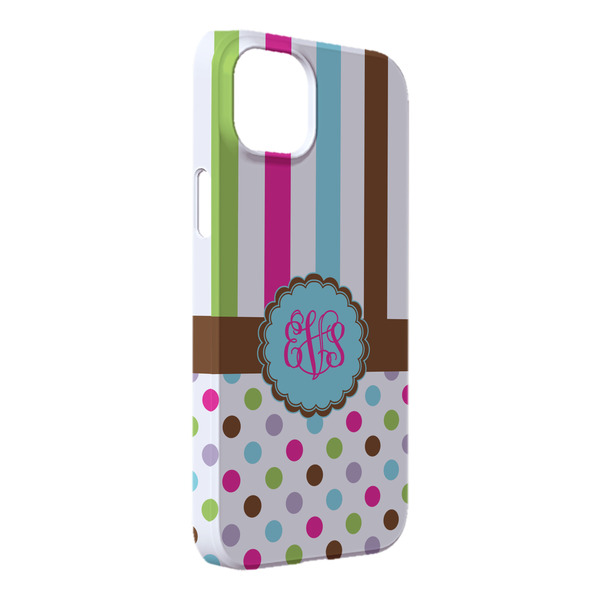 Custom Stripes & Dots iPhone Case - Plastic - iPhone 14 Plus (Personalized)