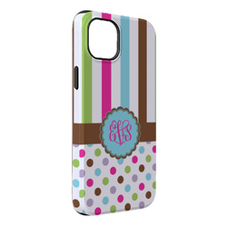 Stripes & Dots iPhone Case - Rubber Lined - iPhone 14 Plus (Personalized)