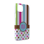Stripes & Dots iPhone Case - Plastic - iPhone 14 Pro (Personalized)