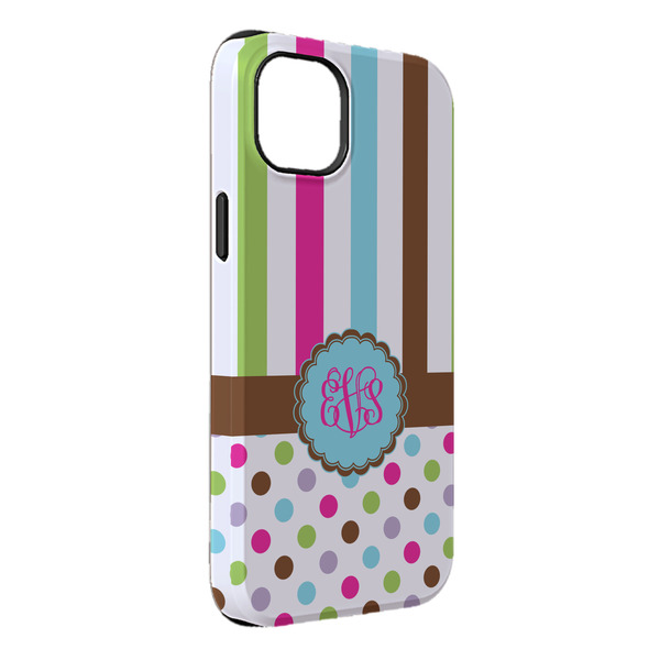 Custom Stripes & Dots iPhone Case - Rubber Lined - iPhone 14 Pro Max (Personalized)