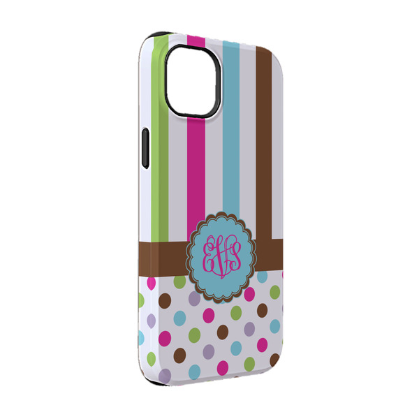 Custom Stripes & Dots iPhone Case - Rubber Lined - iPhone 14 Pro (Personalized)