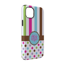 Stripes & Dots iPhone Case - Rubber Lined - iPhone 14 (Personalized)