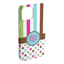 Stripes & Dots iPhone Case - Plastic - iPhone 15 Plus (Personalized)