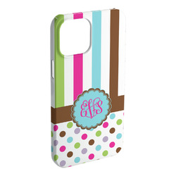 Stripes & Dots iPhone Case - Plastic - iPhone 15 Pro Max (Personalized)