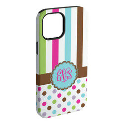 Stripes & Dots iPhone Case - Rubber Lined - iPhone 15 Pro Max (Personalized)