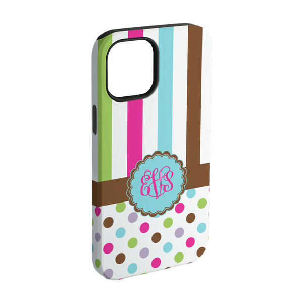 Custom Stripes & Dots iPhone Case - Rubber Lined - iPhone 15 Pro (Personalized)