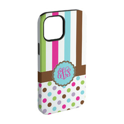 Stripes & Dots iPhone Case - Rubber Lined - iPhone 15 (Personalized)