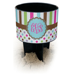 Stripes & Dots Black Beach Spiker Drink Holder (Personalized)